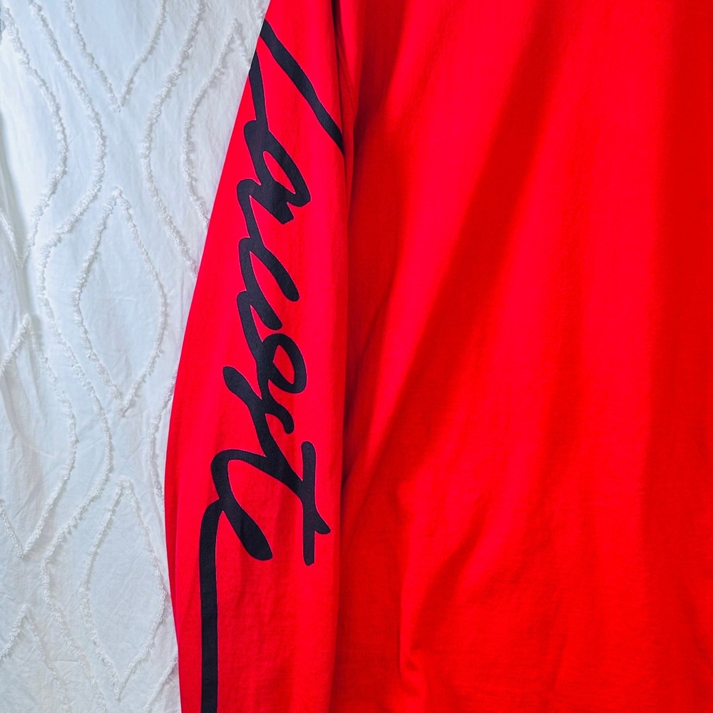 Lacoste Live T-Shirt Mens M Red Long Sleeve Script Logo Preppy Streetwear Sporty - Picture 6 of 11